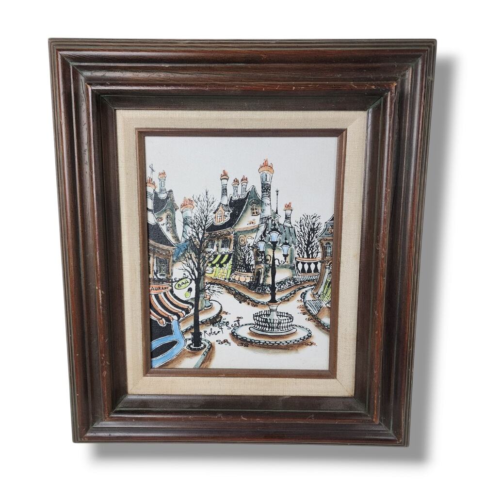 Robert Scott Original Oil Painting Paris France Parisian village Turnabout Town